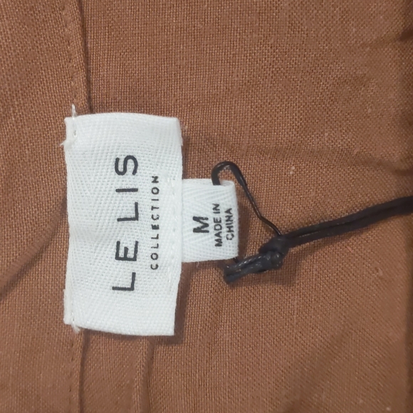 Lelis brown side shirred collared romper in medium size. - Picture 6 of 8